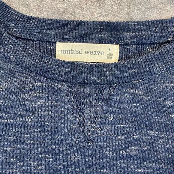 MUTUAL WEAVE Sweater Men's XL Heathered Blue Raglan Sleeve Crew Neck Pullover - Picture 3 of 11